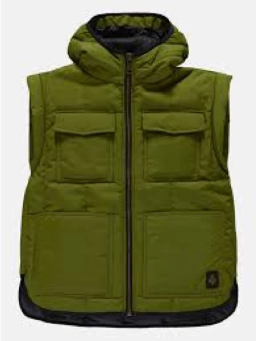 Men's Olive Green Puffer Vest with Hood